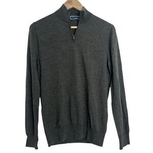 Charles Tyrwhitt Pure Merino Quarter Zip Sweater Olive Green Small
